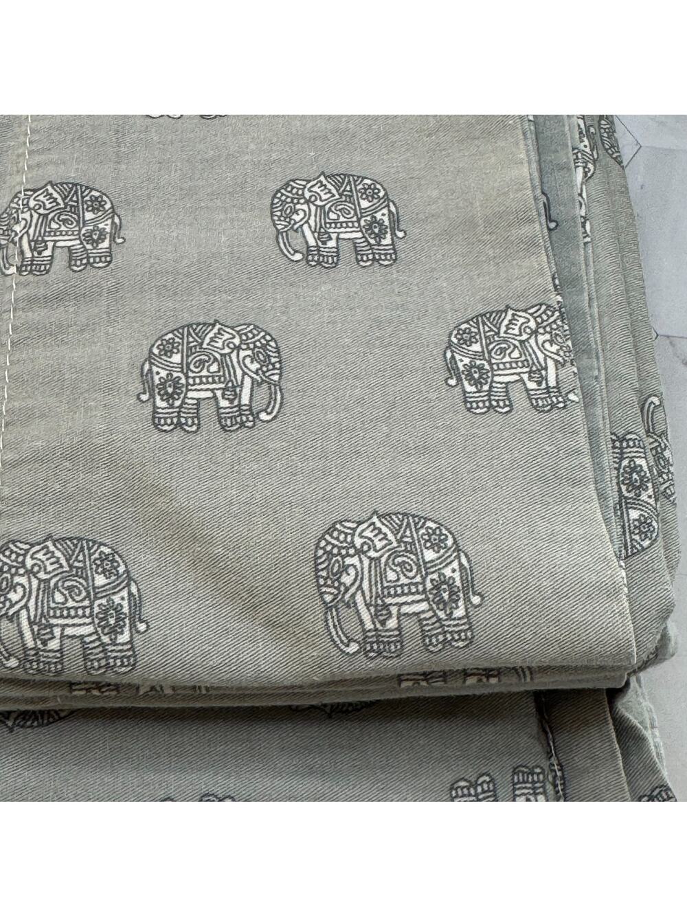 100% Cotton FULL Sheets Gray Tribal Elephant 4 Pc. Set Artisan NY Home EUC